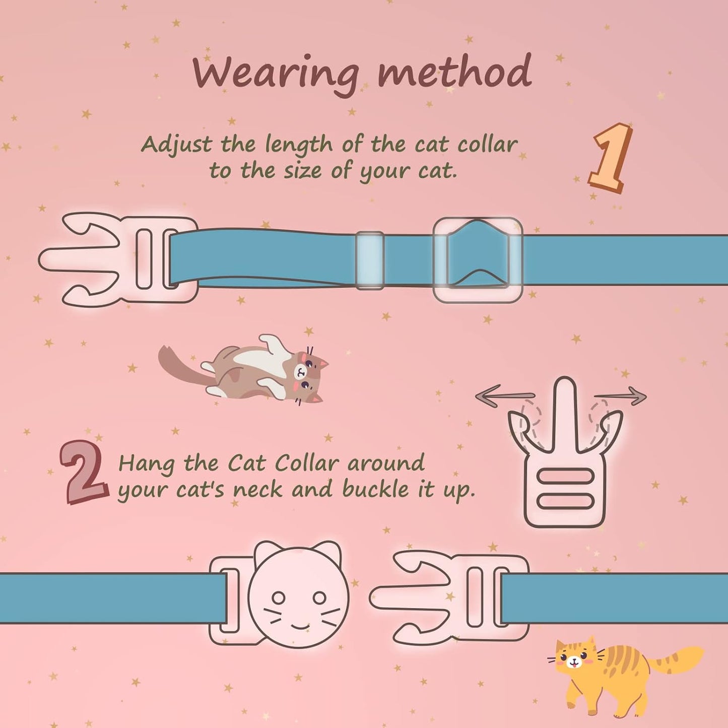Pendant Cute Kitten Cat Collar Suitable for Girls and Boys- Dark blue & Light blue