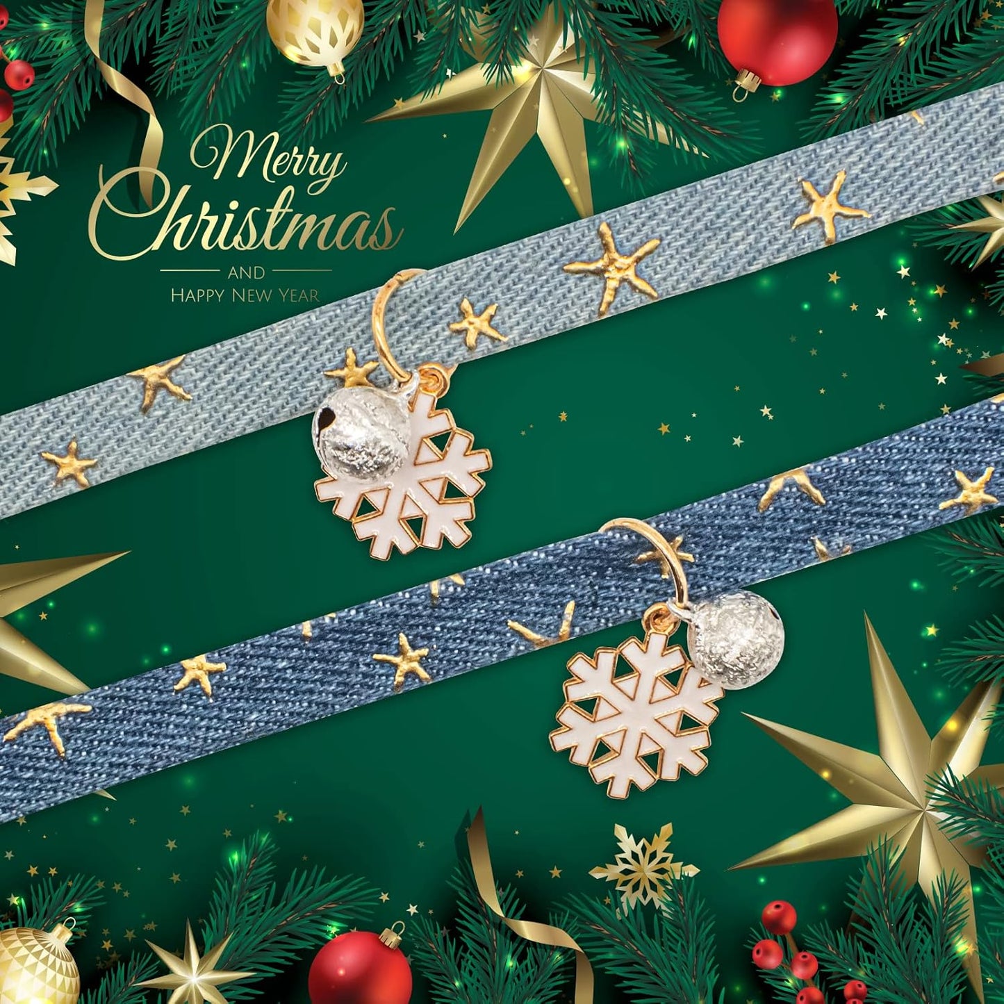 Pendant Cute Kitten Cat Collar Suitable for Girls and Boys- Dark blue & Light blue