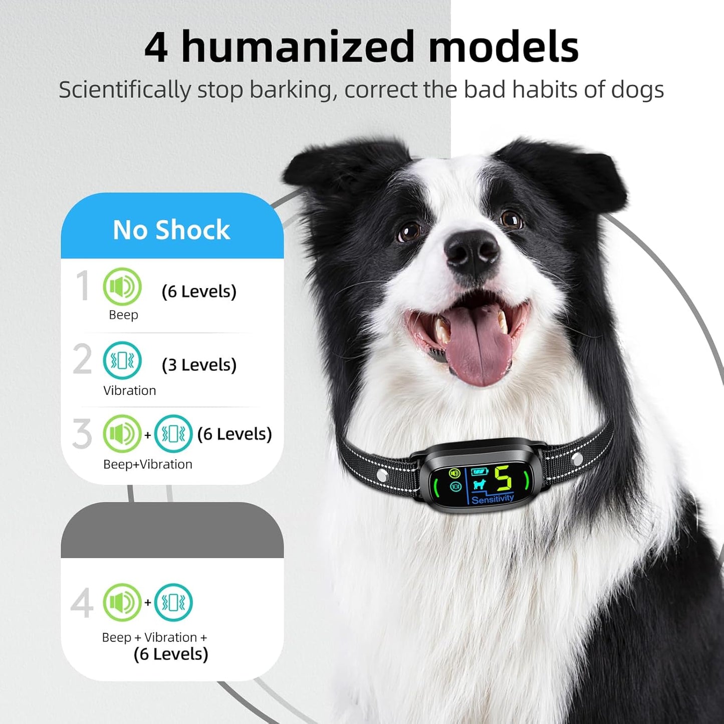 Dog Bark Collar for Large Medium Small Dogs, Rechargeable Smart Bark Collar(Purple)