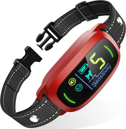Dog Bark Collar for Large Medium Small Dogs, Rechargeable Smart Bark Collar(Red)