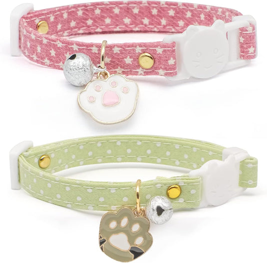 Pendant Cute Kitten Cat Collar Suitable for Girls and Boys-Pink & Green