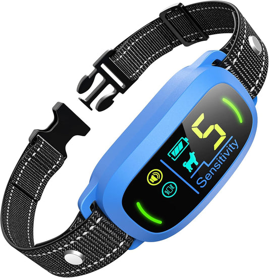 Dog Bark Collar for Large Medium Small Dogs, Rechargeable Smart Bark Collar(Blue)