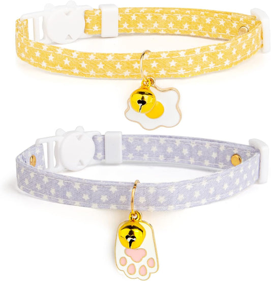 Pendant Cute Kitten Cat Collar Suitable for Girls and Boys-Yellow & Purple