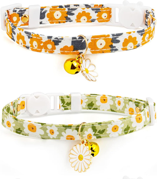Pendant Cute Kitten Cat Collar Suitable for Girls and Boys-Green&Orange