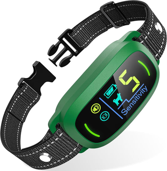 Dog Bark Collar for Large Medium Small Dogs, Rechargeable Smart Bark Collar(Green)