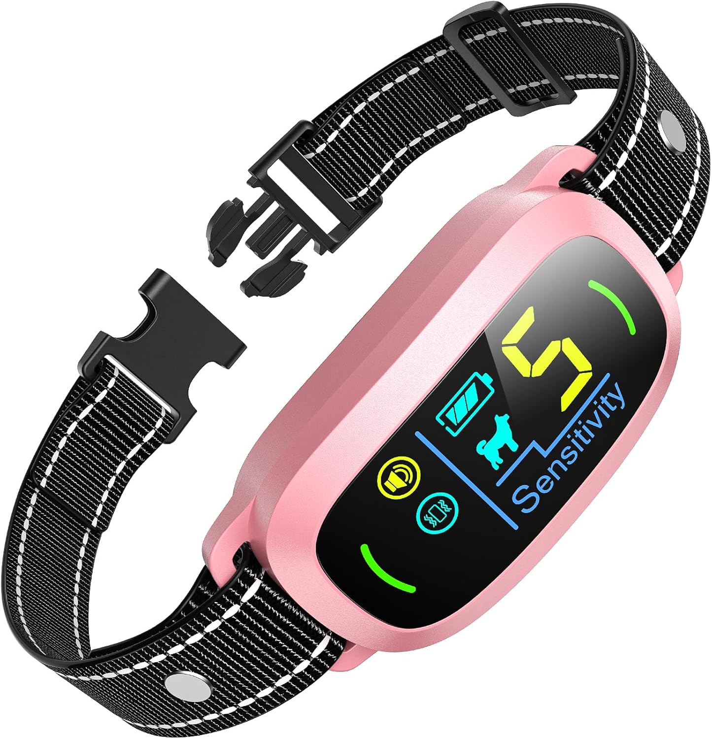 Dog Bark Collar for Large Medium Small Dogs, Rechargeable Smart Bark Collar(Pink)