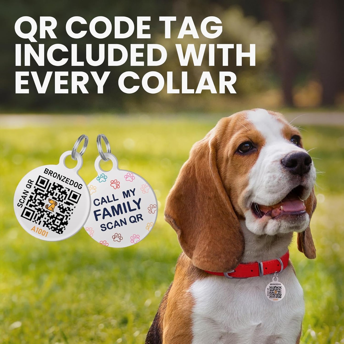 Leather Dog Collar with QR ID Tag, Adjustable Soft Round，Burgundy